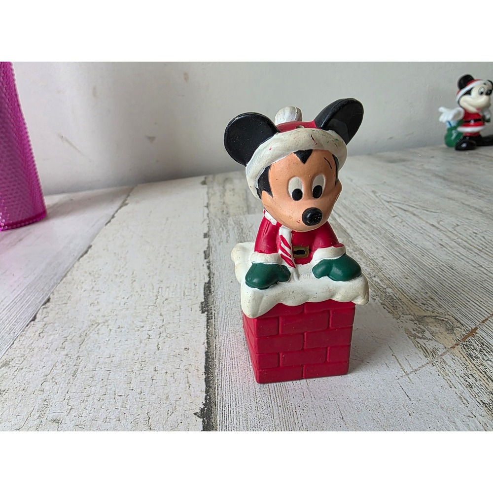 Vintage Disney‎ Mickey mouse chimney figurine Santa Xmas decor village
